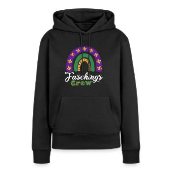 Équipage de carnaval | Violet Vert Jaune - Sweat à capuche Premium bio Femme - noir - Devant - Julia (174cm)