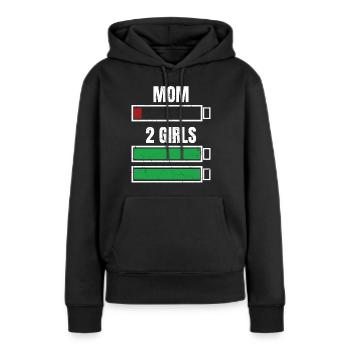 Mutter Von 2 Mädchen Humor Familie Günstig - Frauen Premium Bio Hoodie - Schwarz - Vorne - Julia (174cm)