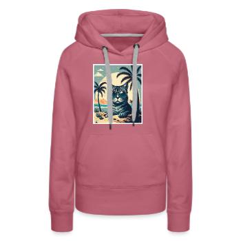 Quoi de neuf Plages Cat Beach Summer Holiday Party - Sweat à capuche Premium bio Femme - mauve - Devant - Isabella (175cm)