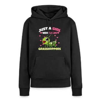 Juste une fille qui aime les sauterelles - Sweat à capuche Premium bio Femme - noir - Devant - Julia (174cm)
