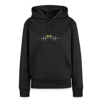 Sauterelle Heartbeat - Sweat à capuche Premium bio Femme - noir - Devant - Julia (174cm)