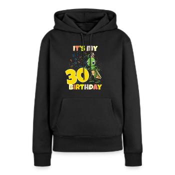 C’est ma sauterelle de 30 ans - Sweat à capuche Premium bio Femme - noir - Devant - Julia (174cm)