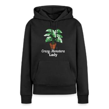 Crazy Monstera Lady - Frauen Premium Bio Hoodie - Schwarz - Vorne - Julia (174cm)