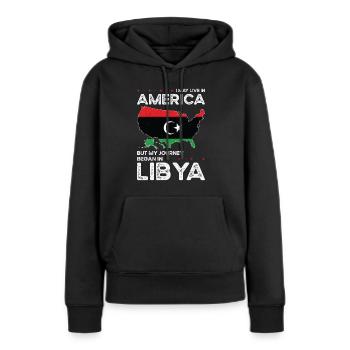 Né en Libye Libye Américains USA - Sweat à capuche Premium bio Femme - noir - Devant - Julia (174cm)