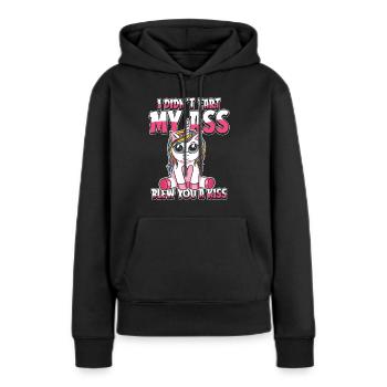 Einhorn Unicorn Wortwitz - Frauen Premium Bio Hoodie - Schwarz - Vorne - Julia (174cm)