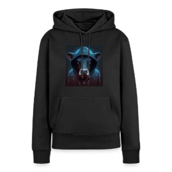 A little Moody Cow Beef Morning Grouch Farmer Sleep - Women’s Premium Organic Hoodie - black - Front - Julia (174cm)