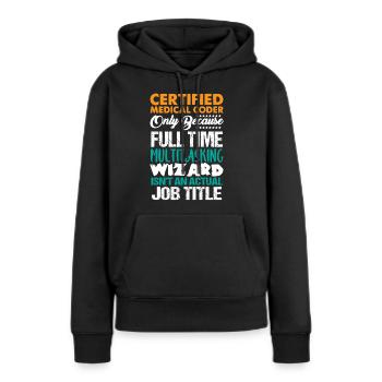 Codeur médical, programmeur - Sweat à capuche Premium bio Femme - noir - Devant - Julia (174cm)