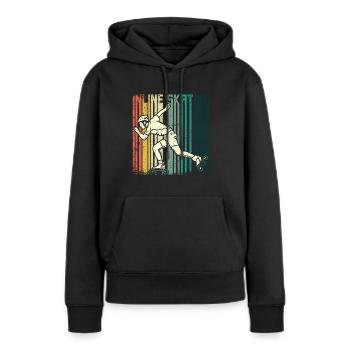 Patin à roues alignées Retro Vintage - Sweat à capuche Premium bio Femme - noir - Devant - Julia (174cm)