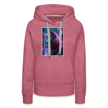 Cat Vaporwave Futuristic Neon - Sweat à capuche Premium bio Femme - mauve - Devant - Isabella (175cm)