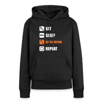 Kitesurfer essen schlafen kitesurfing repeat - Frauen Premium Bio Hoodie - Schwarz - Vorne - Julia (174cm)
