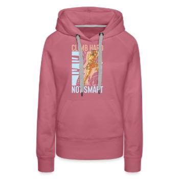 Free Climbing Bergsteiger & Bouldern Freeclimbing - Frauen Premium Bio Hoodie - Malve - Vorne - Isabella (175cm)