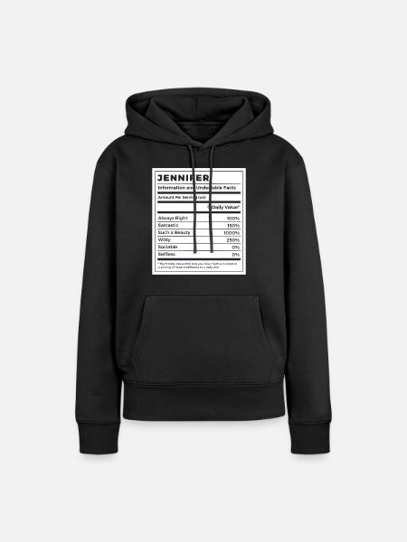 Hauska Jennifer-nimen ravitsemustiedot - Dame Premium hoodie, økologisk bomuld - sort