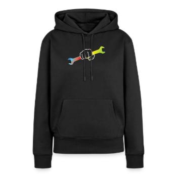 Artisans d’idées cadeaux DIY - Sweat à capuche Premium bio Femme - noir - Devant - Julia (174cm)