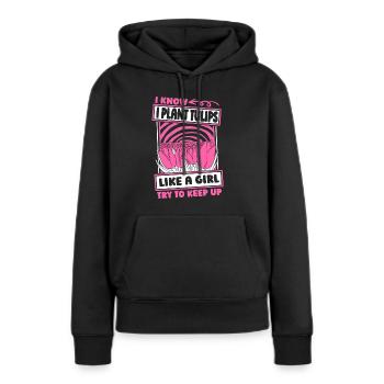 Tulpen - Frauen Premium Bio Hoodie - Schwarz - Vorne - Julia (174cm)