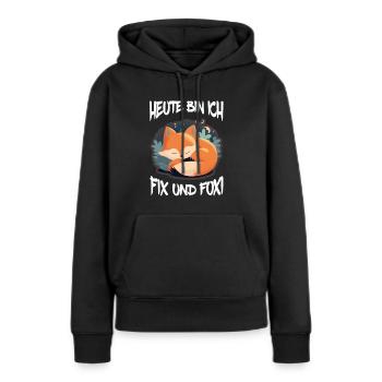 Fix und Foxi Fuchs Spruch Schlafshirt Kuscheln - Frauen Premium Bio Hoodie - Schwarz - Vorne - Julia (174cm)