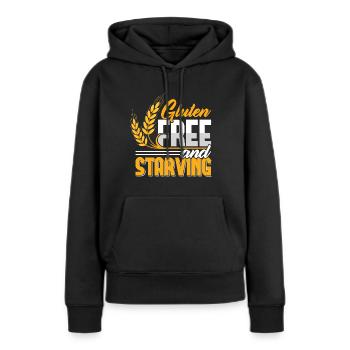 Drôle sans gluten et affamé - Sweat à capuche Premium bio Femme - noir - Devant - Julia (174cm)