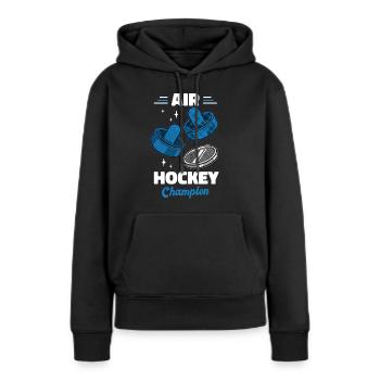 Dessin animé du champion de hockey sur air - Sweat à capuche Premium bio Femme - noir - Devant - Julia (174cm)