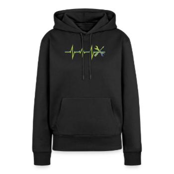 Artisans d’idées cadeaux DIY - Sweat à capuche Premium bio Femme - noir - Devant - Julia (174cm)