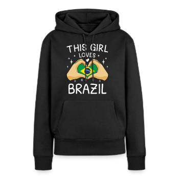 Drapeau Brésil Drapeau brésilien Amérique du Sud - Sweat à capuche Premium bio Femme - noir - Devant - Julia (174cm)