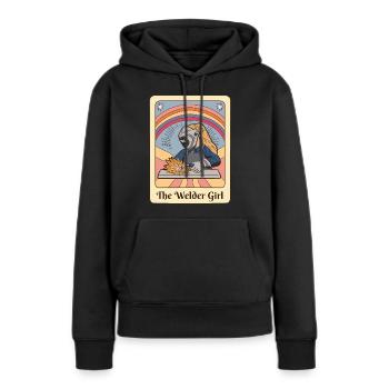 Vintage Welder Girl Tarot Art - Sweat à capuche Premium bio Femme - noir - Devant - Julia (174cm)