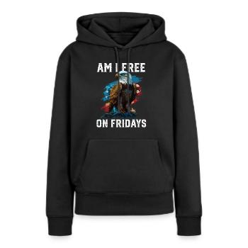 Suis-je libre le vendredi Patriotisme Patriotique - Sweat à capuche Premium bio Femme - noir - Devant - Julia (174cm)