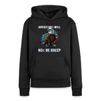 Les Américains ne seront pas des moutons patriotisme 4ème - Sweat à capuche Premium bio Femme - noir - Devant - Julia (174cm)