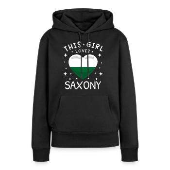 Sachsen Flagge Sächsische Fahne Ossi Urlaub SN - Frauen Premium Bio Hoodie - Schwarz - Vorne - Julia (174cm)