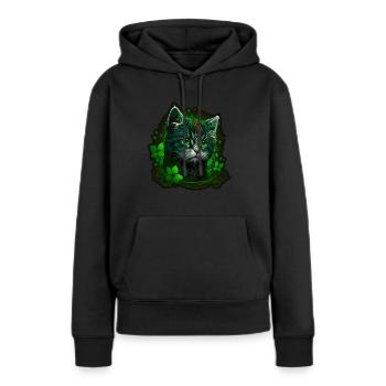 Katze Kätzchen St. Patricks Day Irland Irisch - Frauen Premium Bio Hoodie - Schwarz - Vorne - Julia (174cm)