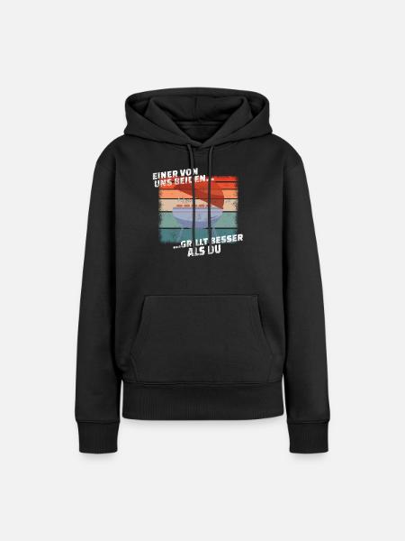 Grillen und Camper Geschenkidee - Frauen Premium Bio Hoodie - Schwarz