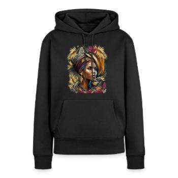 Proud African Queen Woman Tropical Flowers - Women’s Premium Organic Hoodie - black - Front - Julia (174cm)