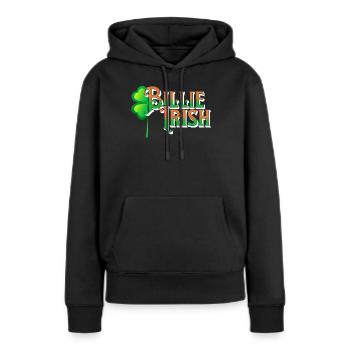 Billie Irish - Saint-Patrick - Paddy’s Day - Sweat à capuche Premium bio Femme - noir - Devant - Julia (174cm)