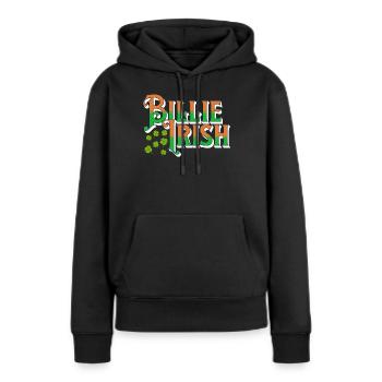Billie Irish - Saint-Patrick - Paddy’s Day - Sweat à capuche Premium bio Femme - noir - Devant - Julia (174cm)