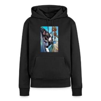 Bosten Terrier Sonnenbrille Strand Palmen Sommer - Frauen Premium Bio Hoodie - Schwarz - Vorne - Julia (174cm)