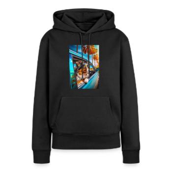 Australian Shepherd Sonnenbrille Strand Palmen - Frauen Premium Bio Hoodie - Schwarz - Vorne - Julia (174cm)
