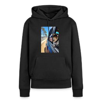 Englische Bulldogge Sonnenbrille Strand Palmen - Frauen Premium Bio Hoodie - Schwarz - Vorne - Julia (174cm)