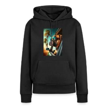 Englische Bulldogge Sonnenbrille Strand Palmen - Frauen Premium Bio Hoodie - Schwarz - Vorne - Julia (174cm)