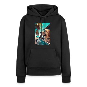 Golden Retriever Sonnenbrille Strand Palmen - Frauen Premium Bio Hoodie - Schwarz - Vorne - Julia (174cm)