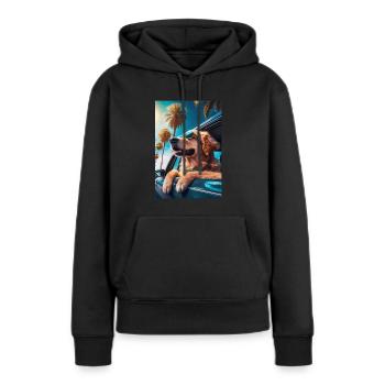 Golden Retriever Sonnenbrille Strand Palmen - Frauen Premium Bio Hoodie - Schwarz - Vorne - Julia (174cm)