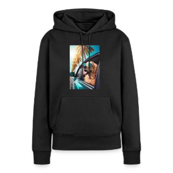 Golden Retriever Sonnenbrille Strand Palmen - Frauen Premium Bio Hoodie - Schwarz - Vorne - Julia (174cm)