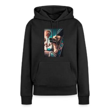 Golden Retriever Sonnenbrille Strand Palmen - Frauen Premium Bio Hoodie - Schwarz - Vorne - Julia (174cm)