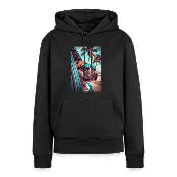 Englische Bulldogge Sonnenbrille Strand Palmen - Frauen Premium Bio Hoodie - Schwarz - Vorne - Julia (174cm)