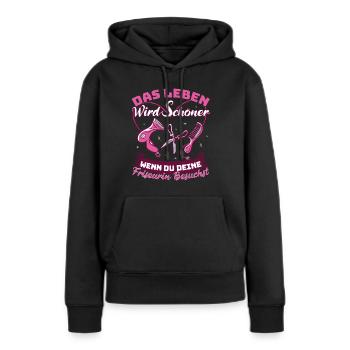 Friseurin Hairstylistin Das Leben wird schöner - Frauen Premium Bio Hoodie - Schwarz - Vorne - Julia (174cm)