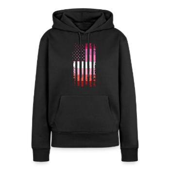 Cadeau du drapeau de la fierté lesbienne lesbienne - Sweat à capuche Premium bio Femme - noir - Devant - Julia (174cm)