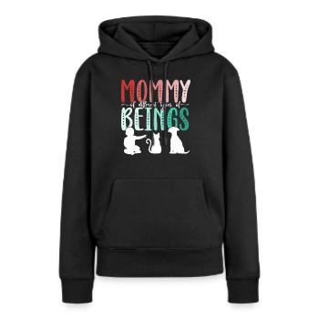 Maman De Différents Types De Fête Mère Chat Chien - Sweat à capuche Premium bio Femme - noir - Devant - Julia (174cm)