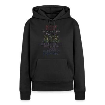La science est un véritable BLM Droits de l’homme - Sweat à capuche Premium bio Femme - noir - Devant - Julia (174cm)