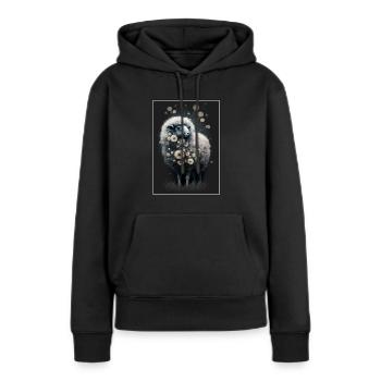 Laine de mouton Laine de mouton Pissenlit - Sweat à capuche Premium bio Femme - noir - Devant - Julia (174cm)