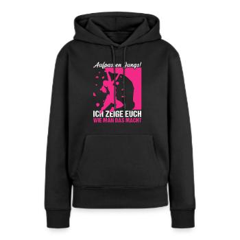 Bouldern Mädchen Diese Boulderin - Frauen Premium Bio Hoodie - Schwarz - Vorne - Julia (174cm)
