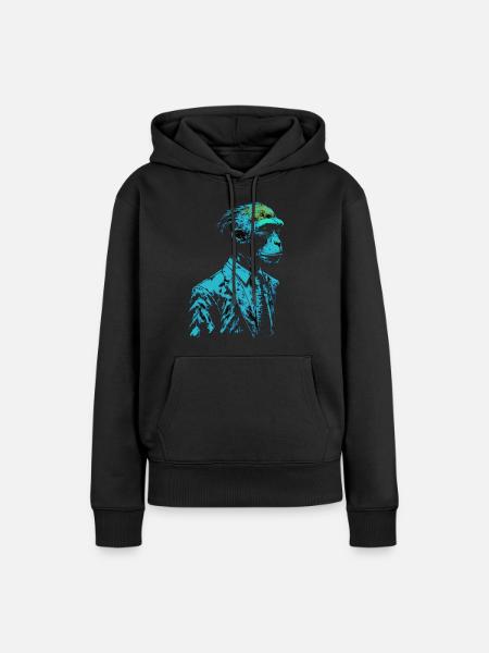 Affe Geschenkidee Monkey Zoo - Frauen Premium Bio Hoodie - Schwarz