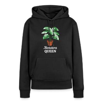 Reine Monstera - Sweat à capuche Premium bio Femme - noir - Devant - Julia (174cm)
