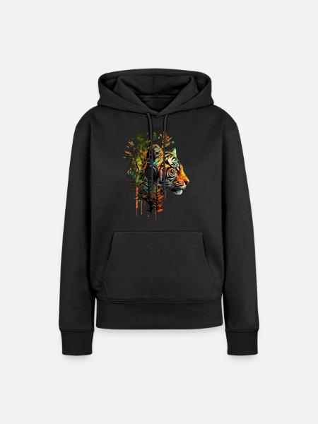 Tigermotiv Tiger Zoo Tiere Kunst Tigerkopf Motiv - Frauen Premium Bio Hoodie - Schwarz